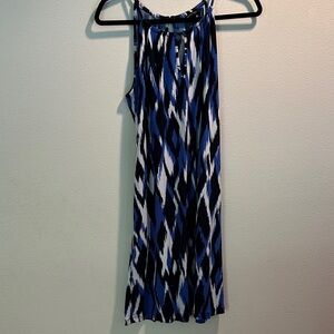 Banana Republic Blue Black White Printed Halter Dress
